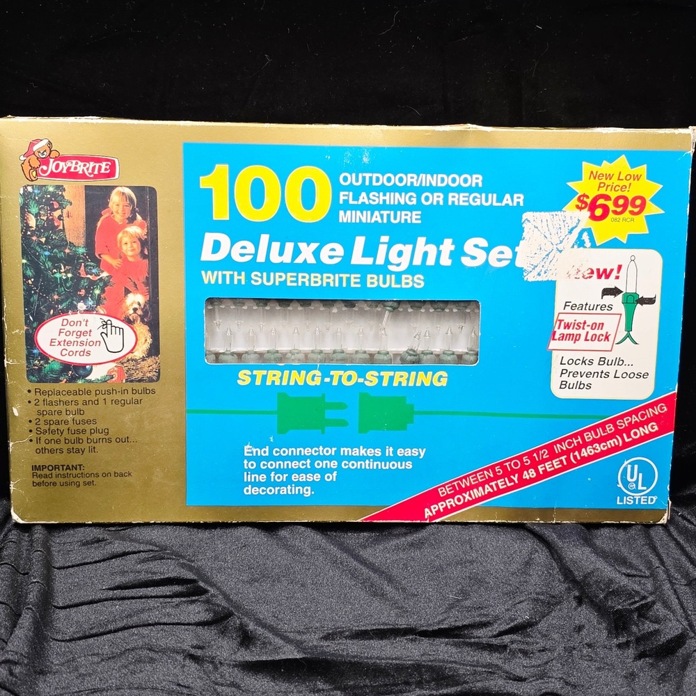 Vintage JoyBrite 100 Count Outdoor Indoor Flashing Regular‎ Miniature Light Set